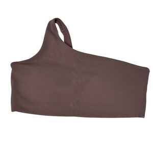 Nike Zenvy Dri-FIT One Shoulder Sports Bra Mocha Brown Light Support Medium